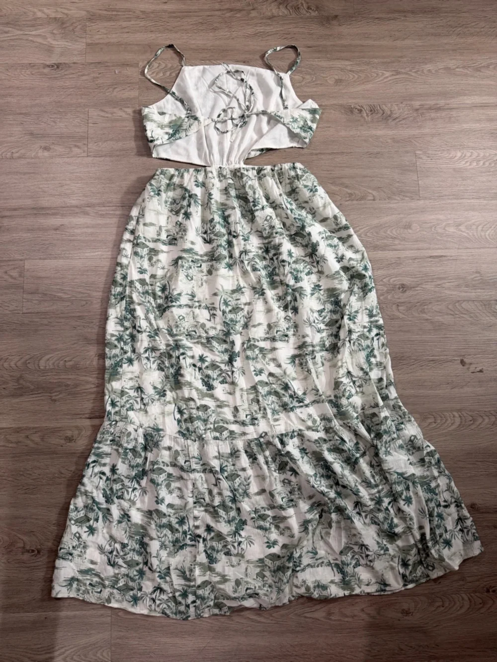 Abercrombie and Fitch Open Back Green Botanical Print Maxi Dress Summer Dress